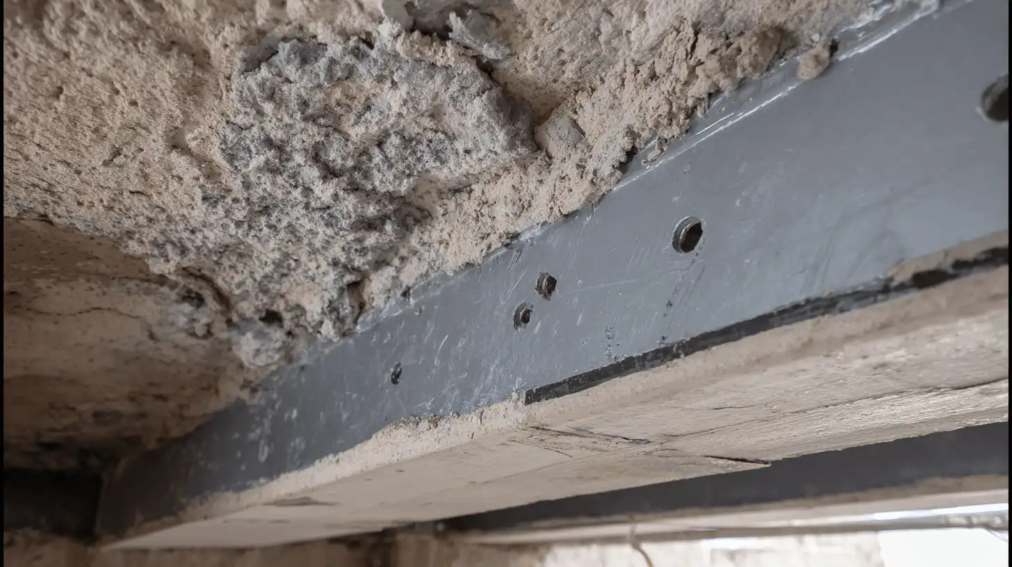 Refuerzo de una vigueta con aluminosis mediante perfil de acero en Sabadell
